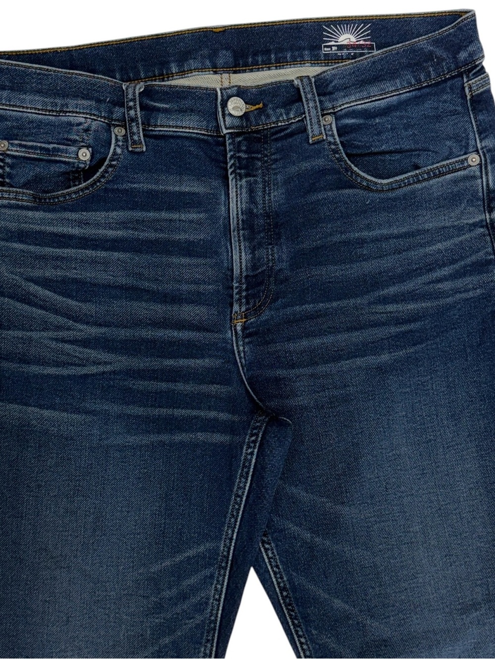 Faherty Jeans Mens 34x32 Blue Slim Straight Stretch Terry 5 Pocket Denim Pants